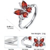 925 Sterling Silver Butterfly Ring,Adjustable Silver Birthstone Rings for Women,Dainty Butterfly Stackable Rings Gifts for Her(07.July(Ruby)-Butterfly)
