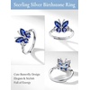 925 Sterling Silver Butterfly Ring,Adjustable Silver Birthstone Rings for Women,Dainty Butterfly Stackable Rings Gifts for Her(09.September(Sapphire)-Butterfly)