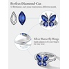 925 Sterling Silver Butterfly Ring,Adjustable Silver Birthstone Rings for Women,Dainty Butterfly Stackable Rings Gifts for Her(09.September(Sapphire)-Butterfly)
