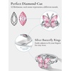 925 Sterling Silver Butterfly Ring,Adjustable Silver Birthstone Rings for Women,Dainty Butterfly Stackable Rings Gifts for Her(10.October(Pink Tourmaline)-Butterfly)