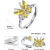 925 Sterling Silver Butterfly Ring,Adjustable Silver Birthstone Rings for Women,Dainty Butterfly Stackable Rings Gifts for Her(11.November(Yellow Topaz)-Butterfly)