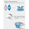 925 Sterling Silver Butterfly Ring,Adjustable Silver Birthstone Rings for Women,Dainty Butterfly Stackable Rings Gifts for Her(12.December(Blue Topaz)-Butterfly)