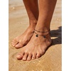 U7 Silver/Gold Ankle Bracelets for Women Layered Chain Anklets Stainless Steel Waterproof Summer Beach Anklet Cham, Adjustable 8.5″-10.5″(Black – Ball Chain+Paperclip Chain)