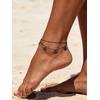 U7 Silver/Gold Ankle Bracelets for Women Layered Chain Anklets Stainless Steel Waterproof Summer Beach Anklet Cham, Adjustable 8.5″-10.5″(Black – Ball Chain+Paperclip Chain)