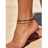 U7 Silver/Gold Ankle Bracelets for Women Layered Chain Anklets Stainless Steel Waterproof Summer Beach Anklet Cham, Adjustable 8.5″-10.5″(Black – Flat Snake Chain+Paperclip Chain)