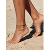 U7 Silver/Gold Ankle Bracelets for Women Layered Chain Anklets Stainless Steel Waterproof Summer Beach Anklet Cham, Adjustable 8.5″-10.5″(Black – Flat Snake Chain+Snake Chain)