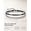 U7 Silver/Gold Ankle Bracelets for Women Layered Chain Anklets Stainless Steel Waterproof Summer Beach Anklet Cham, Adjustable 8.5″-10.5″(Black – Flat Snake Chain+Snake Chain)