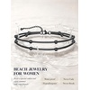 U7 Silver/Gold Ankle Bracelets for Women Layered Chain Anklets Stainless Steel Waterproof Summer Beach Anklet Cham, Adjustable 8.5″-10.5″(Black – Layered Ball Chain)