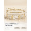U7 Silver/Gold Ankle Bracelets for Women Layered Chain Anklets Stainless Steel Waterproof Summer Beach Anklet Cham, Adjustable 8.5″-10.5″(Gold – Ball Chain+Paperclip Chain)