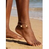 U7 Silver/Gold Ankle Bracelets for Women Layered Chain Anklets Stainless Steel Waterproof Summer Beach Anklet Cham, Adjustable 8.5″-10.5″(Gold – Ball Chain+Paperclip Chain)