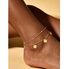 U7 Silver/Gold Ankle Bracelets for Women Layered Chain Anklets Stainless Steel Waterproof Summer Beach Anklet Cham, Adjustable 8.5″-10.5″(Gold – Ball Chain+Paperclip Chain)