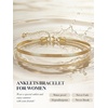 U7 Silver/Gold Ankle Bracelets for Women Layered Chain Anklets Stainless Steel Waterproof Summer Beach Anklet Cham, Adjustable 8.5″-10.5″(Gold – Flat Snake Chain+Snake Chain)