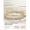 U7 Silver/Gold Ankle Bracelets for Women Layered Chain Anklets Stainless Steel Waterproof Summer Beach Anklet Cham, Adjustable 8.5″-10.5″(Gold – Flat Snake Chain+Paperclip Chain)