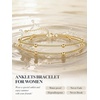 U7 Silver/Gold Ankle Bracelets for Women Layered Chain Anklets Stainless Steel Waterproof Summer Beach Anklet Cham, Adjustable 8.5″-10.5″(Gold – Layered Ball Chain)