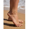 U7 Silver/Gold Ankle Bracelets for Women Layered Chain Anklets Stainless Steel Waterproof Summer Beach Anklet Cham, Adjustable 8.5″-10.5″(Gold – Layered Ball Chain)
