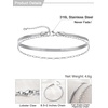 U7 Silver/Gold Ankle Bracelets for Women Layered Chain Anklets Stainless Steel Waterproof Summer Beach Anklet Cham, Adjustable 8.5″-10.5″(Silver – Flat Snake Chain+Paperclip Chain)