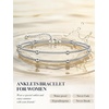 U7 Silver/Gold Ankle Bracelets for Women Layered Chain Anklets Stainless Steel Waterproof Summer Beach Anklet Cham, Adjustable 8.5″-10.5″(Silver – Layered Ball Chain)