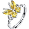 925 Sterling Silver Butterfly Ring,Adjustable Silver Birthstone Rings for Women,Dainty Butterfly Stackable Rings Gifts for Her(11.November(Yellow Topaz)-Butterfly)