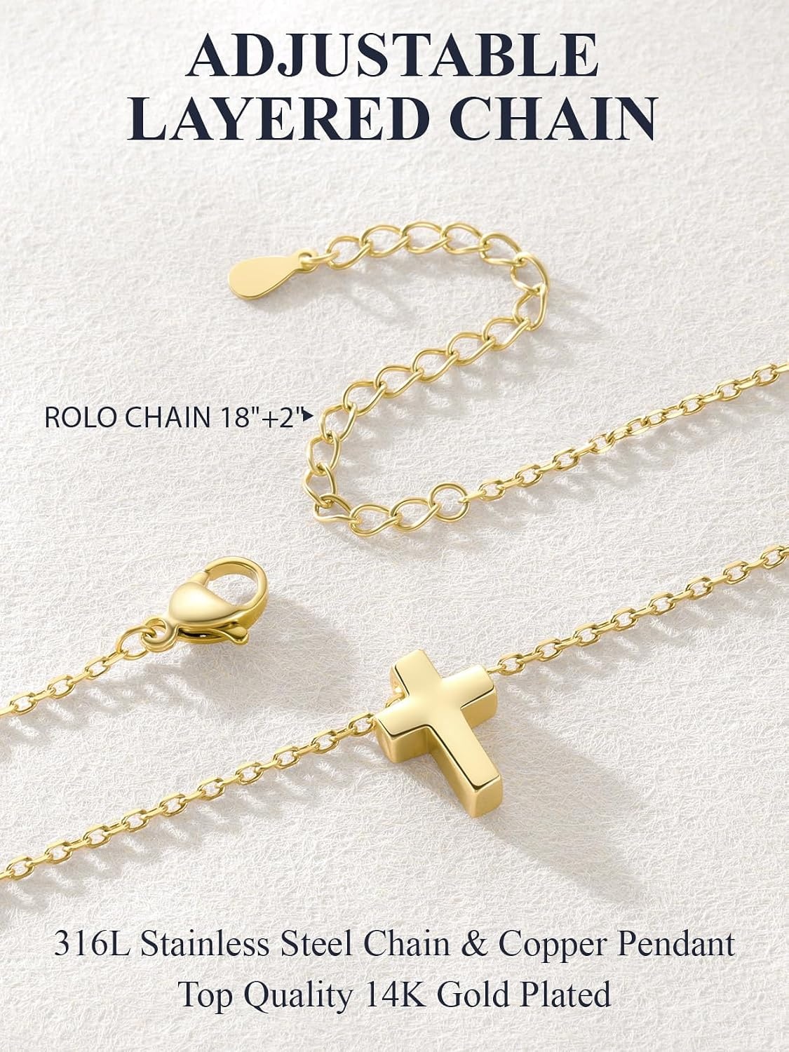 image:imageU7 CZ Cross Necklace for Women1820Gold