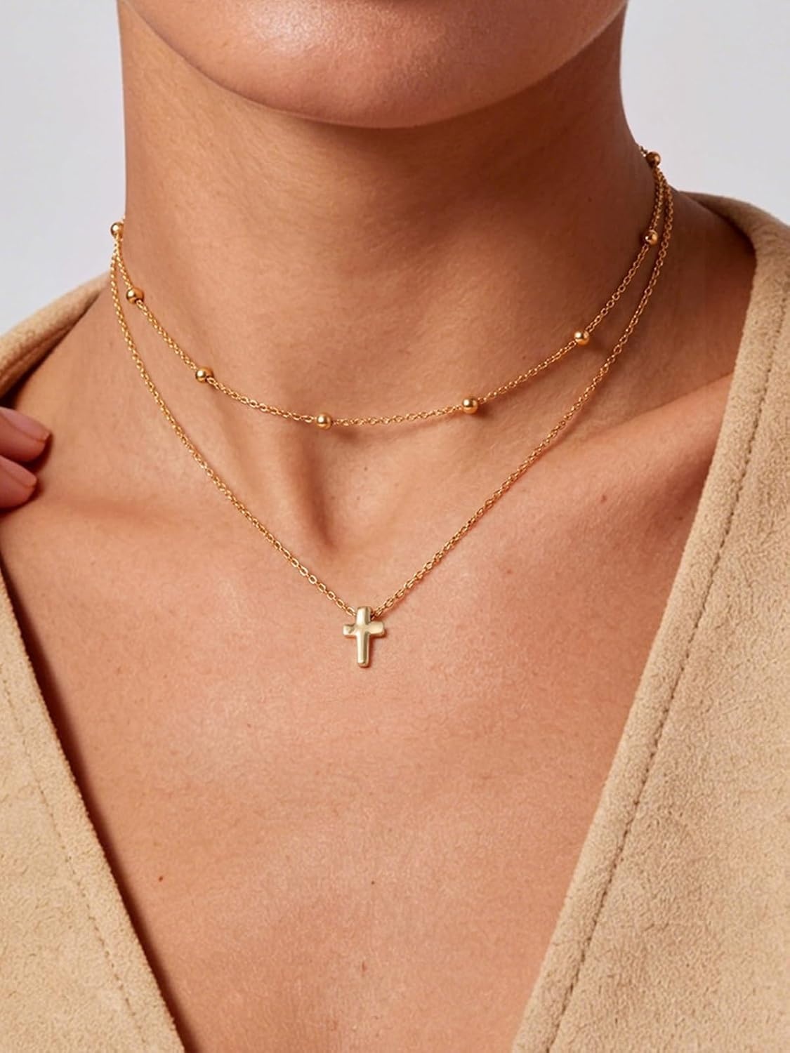 image:imageU7 CZ Cross Necklace for Women1820Gold