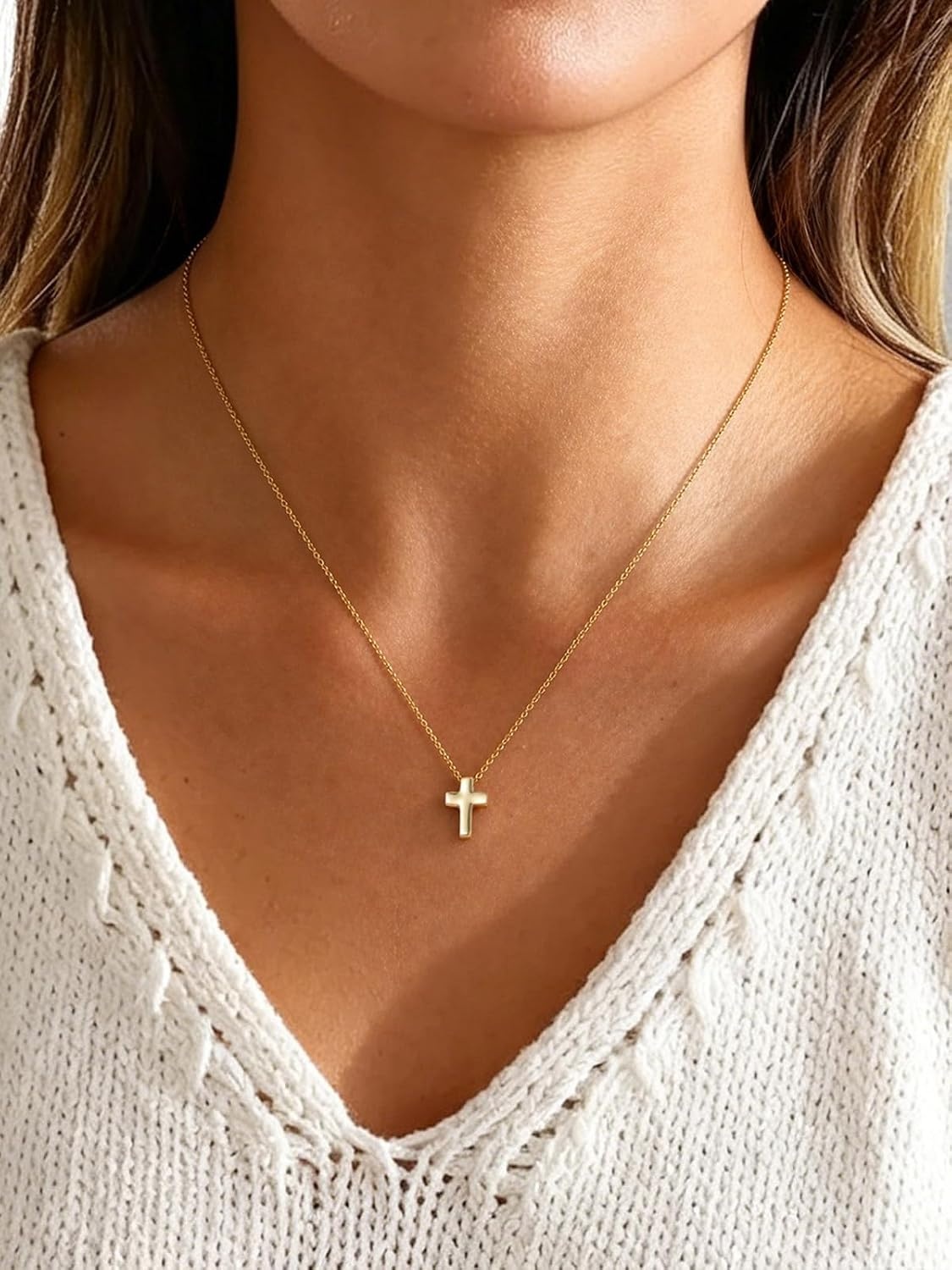 image:imageU7 CZ Cross Necklace for Women1820Gold