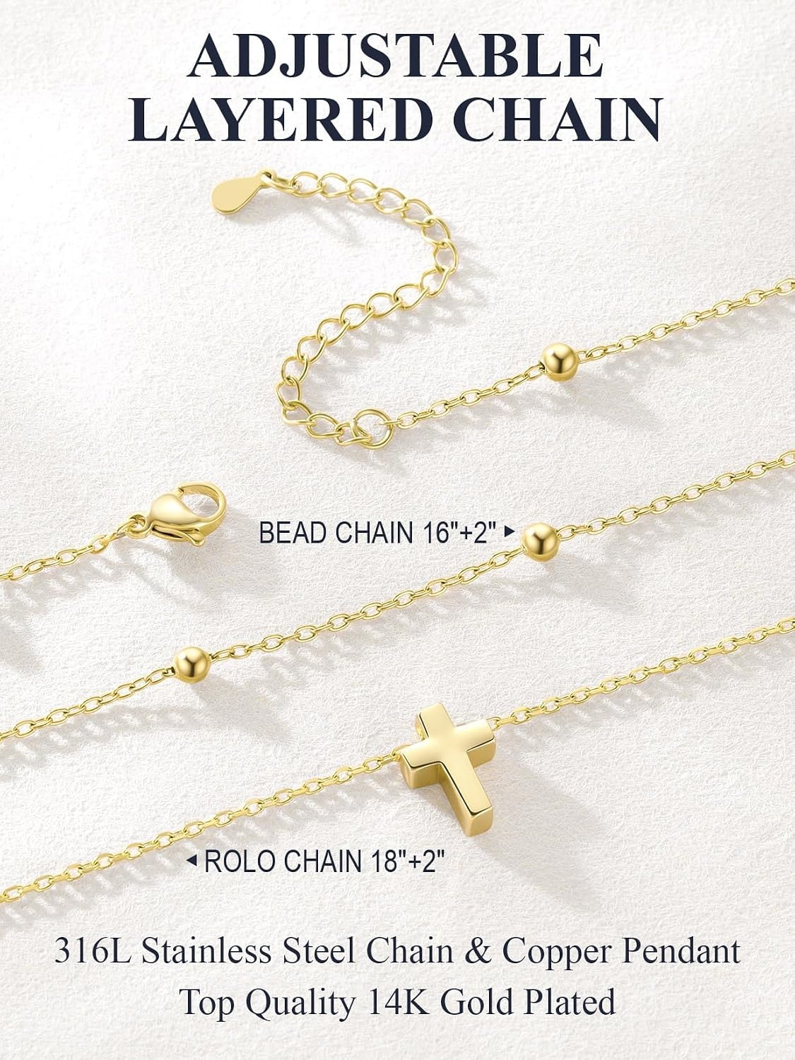 image:imageU7 CZ Cross Necklace for Women1820Gold