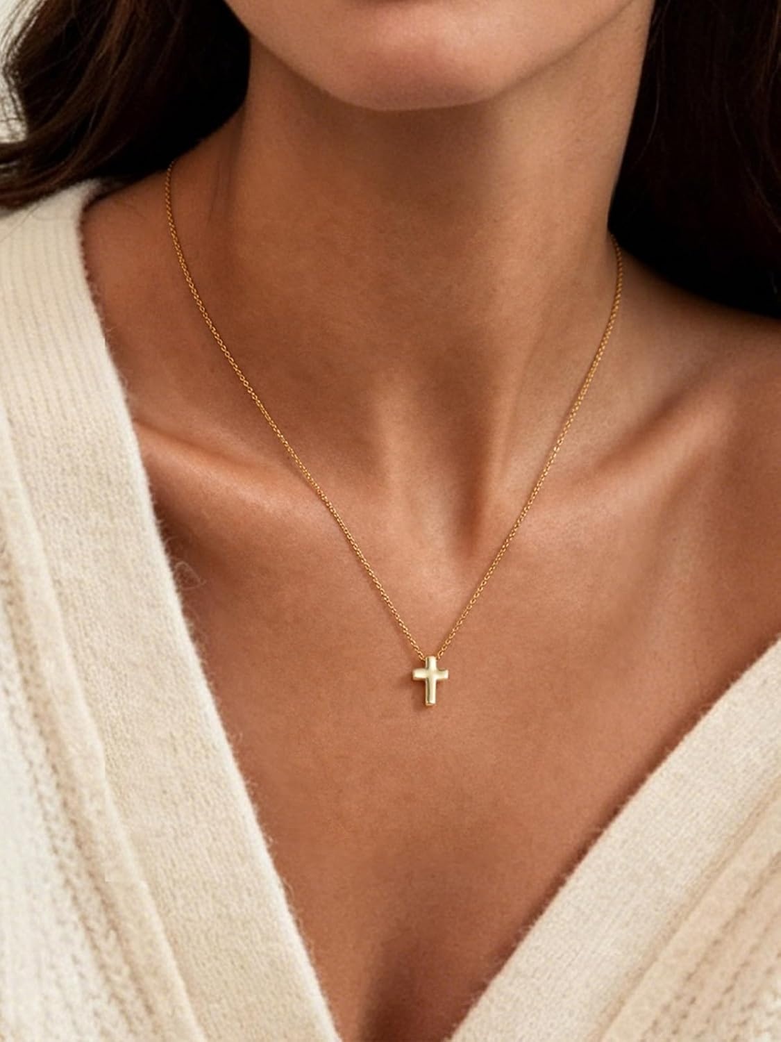 image:imageU7 CZ Cross Necklace for Women1820Gold