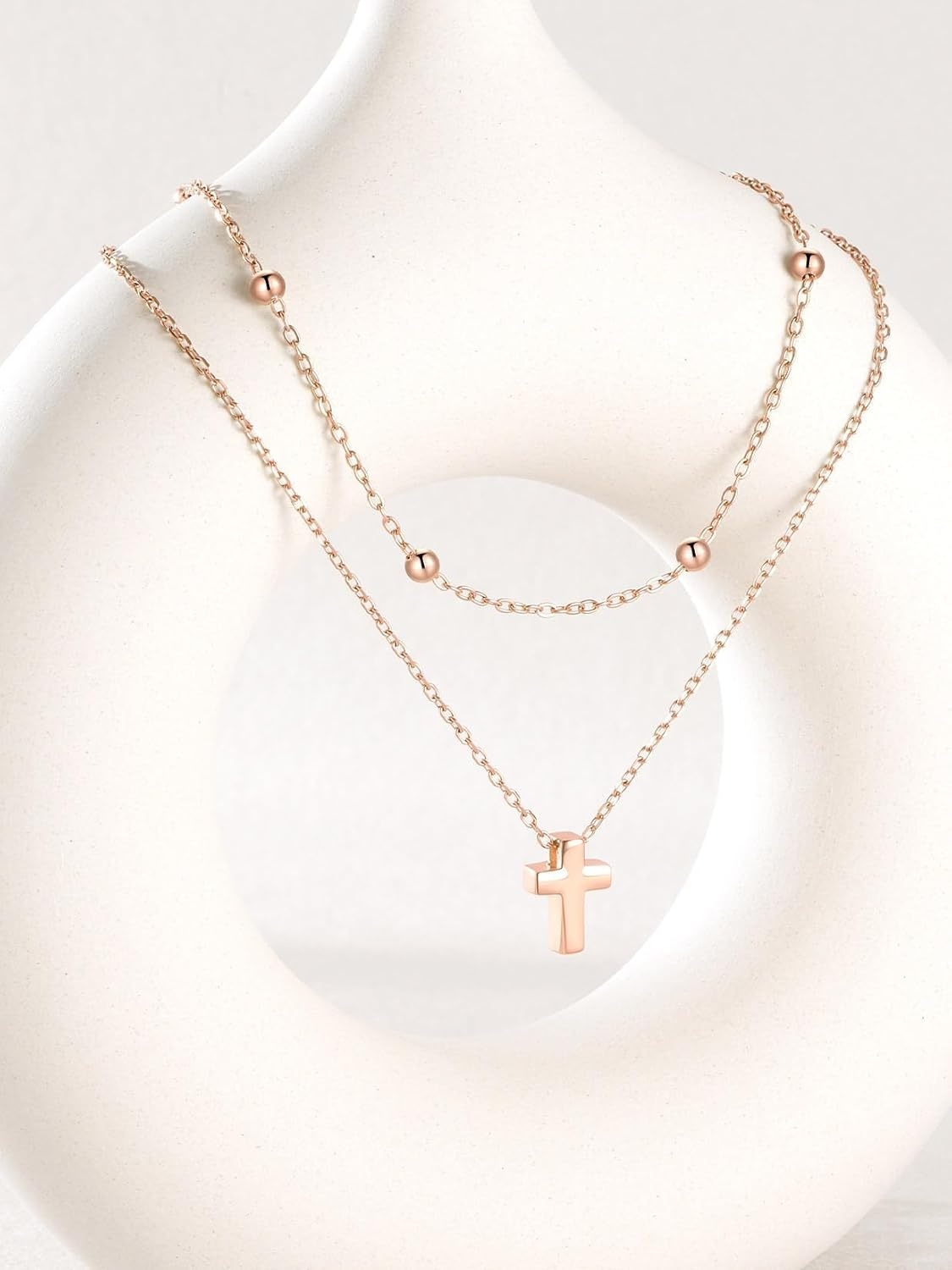 image:imageU7 CZ Cross Necklace for Women1820Rose Gold