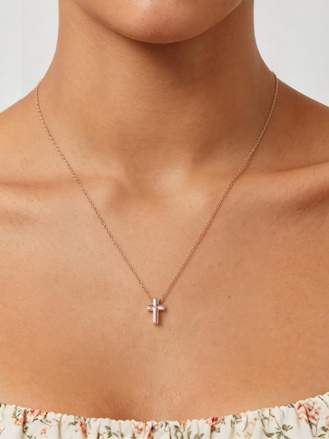 image:imageU7 CZ Cross Necklace for Women1820Rose Gold