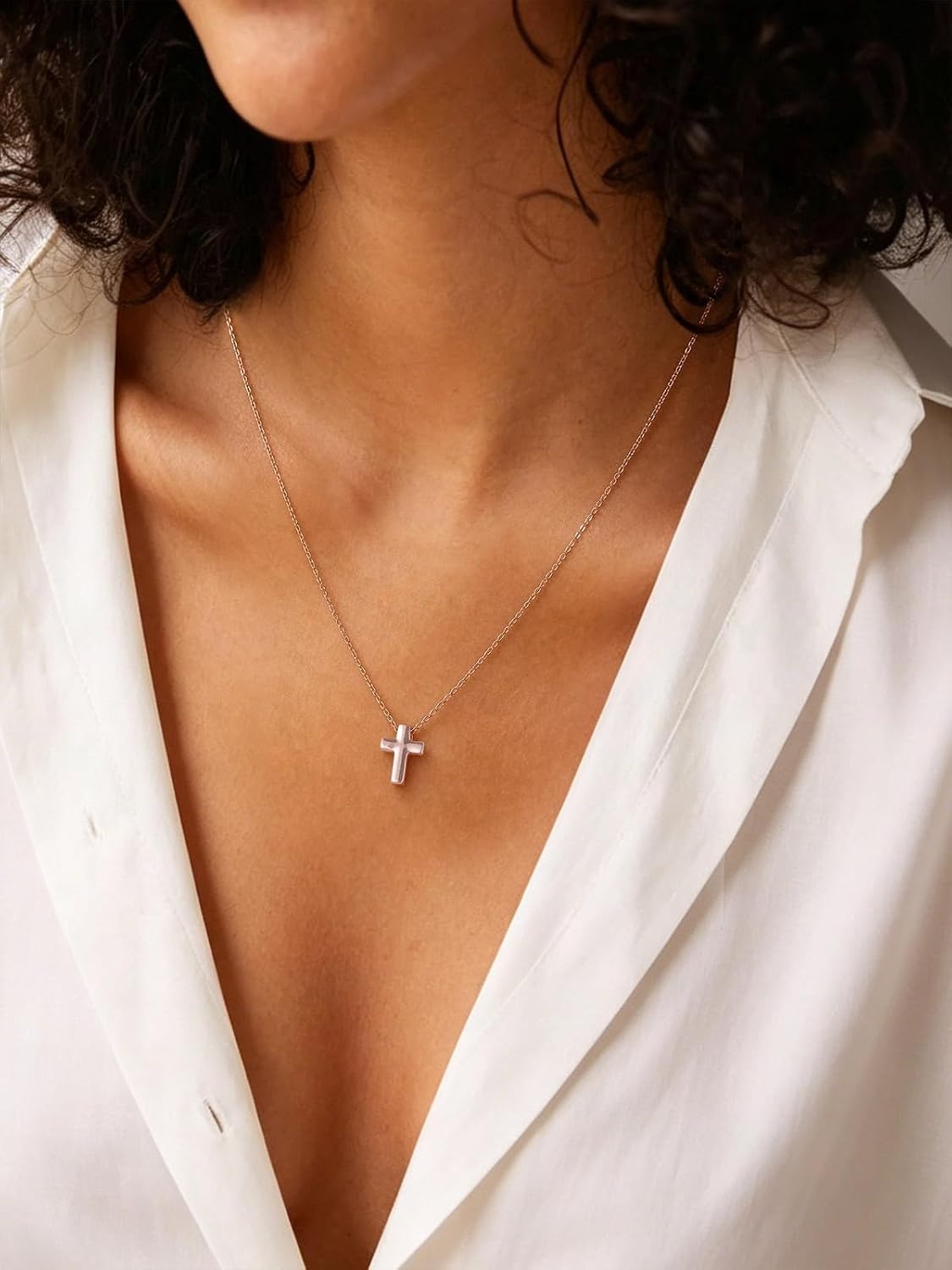 image:imageU7 CZ Cross Necklace for Women1820Rose Gold