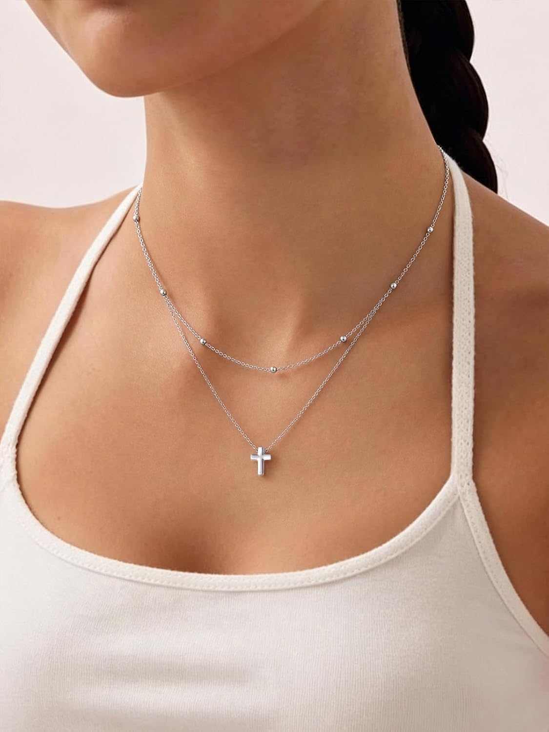 image:imageU7 CZ Cross Necklace for Women1820Silver