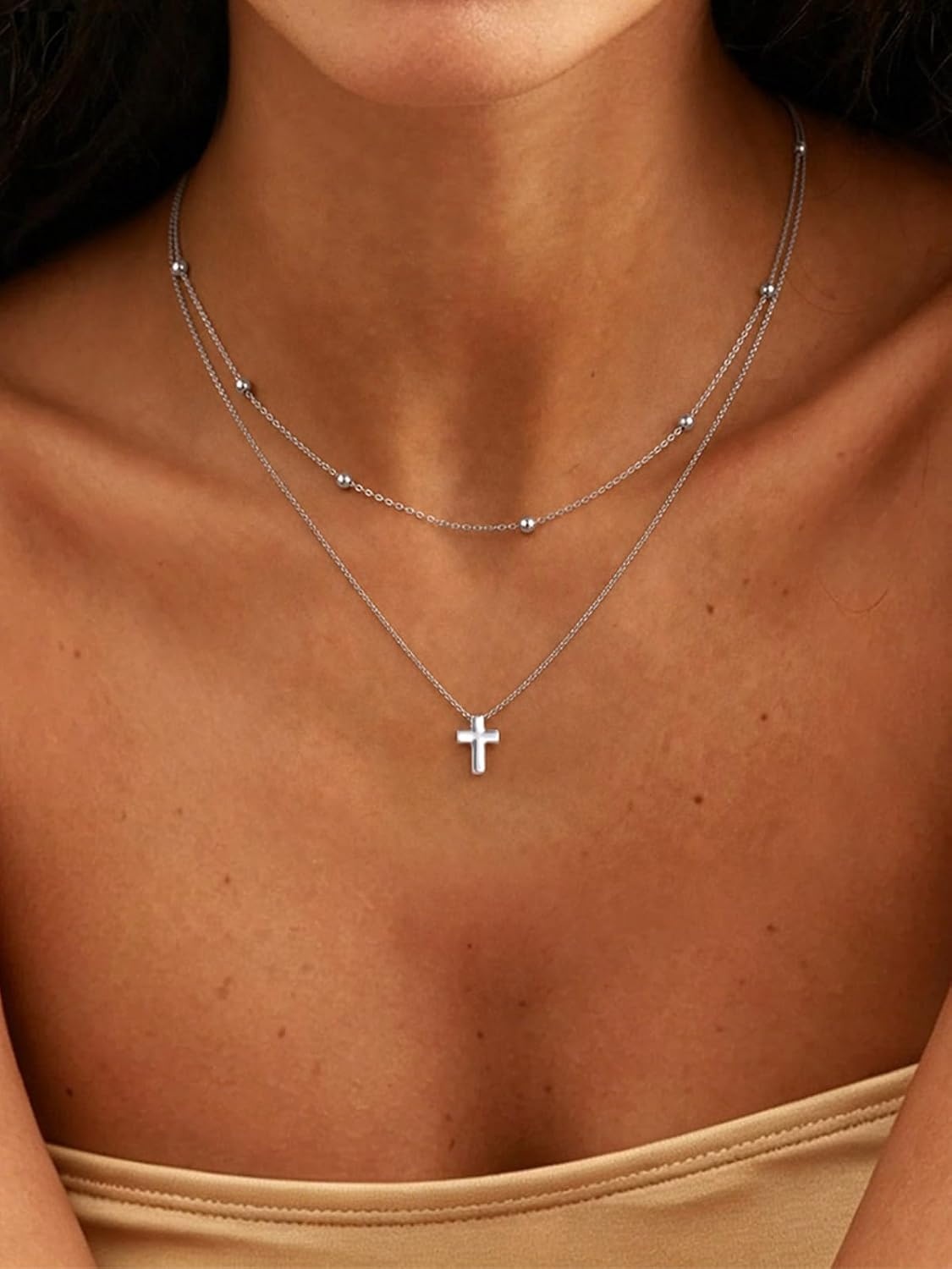 image:imageU7 CZ Cross Necklace for Women1820Silver