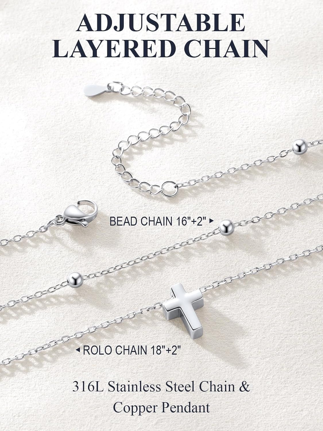 image:imageU7 CZ Cross Necklace for Women1820Silver