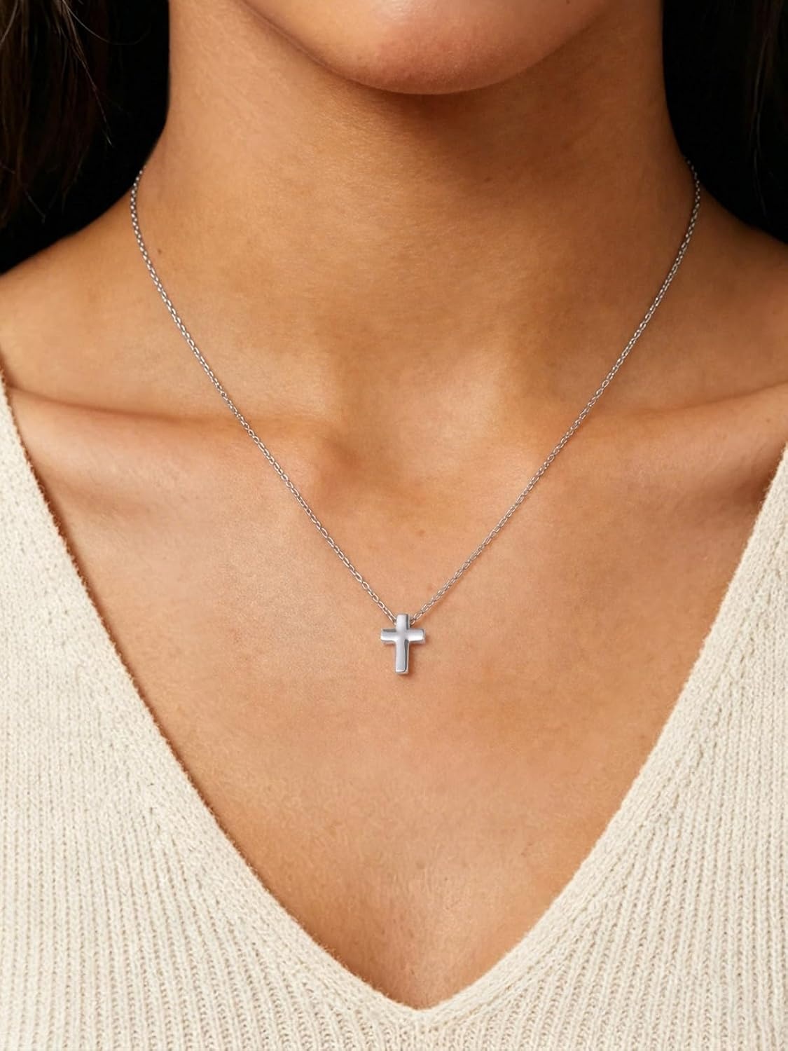 image:imageU7 CZ Cross Necklace for Women1820Silver