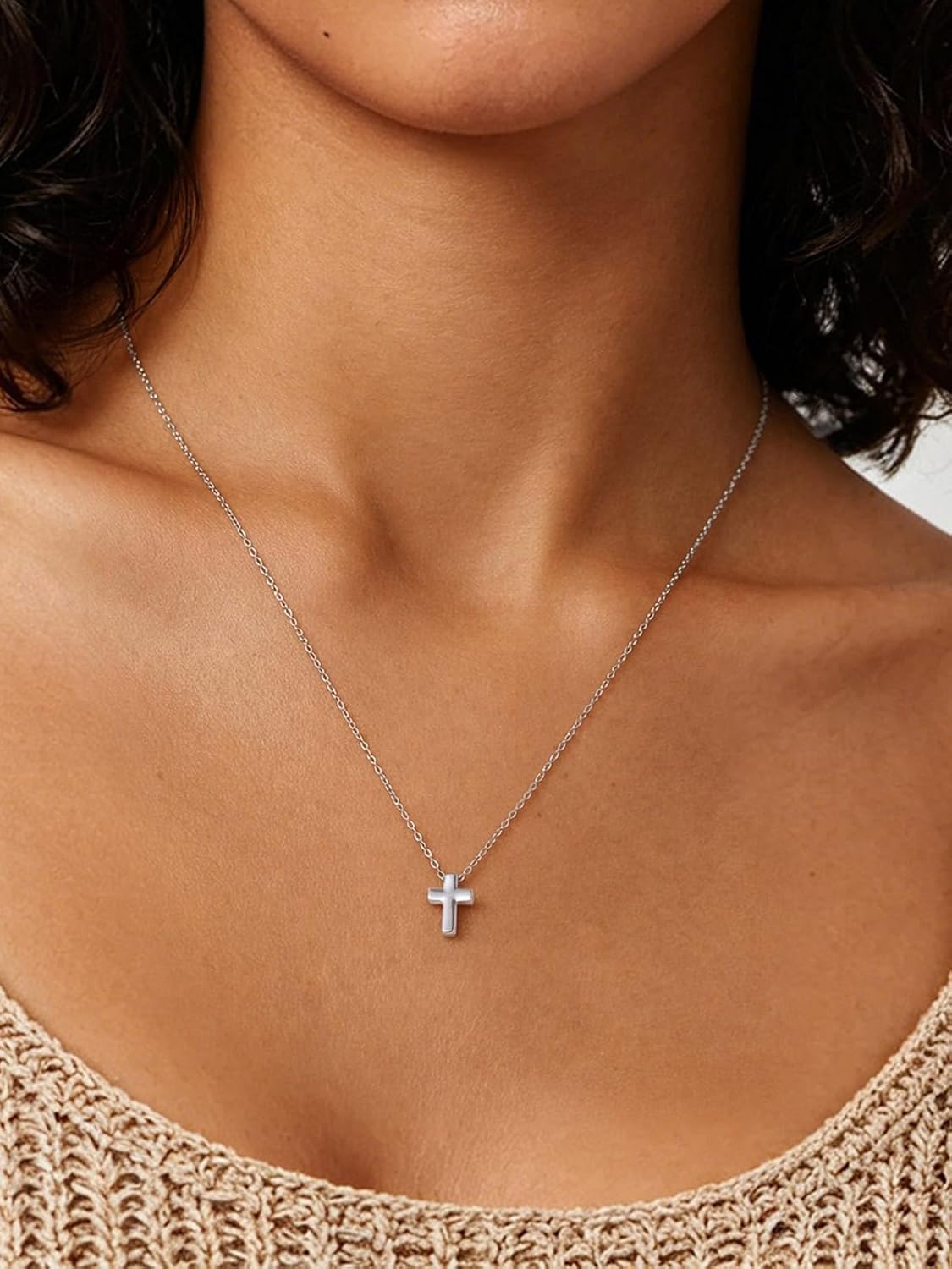 image:imageU7 CZ Cross Necklace for Women1820Silver