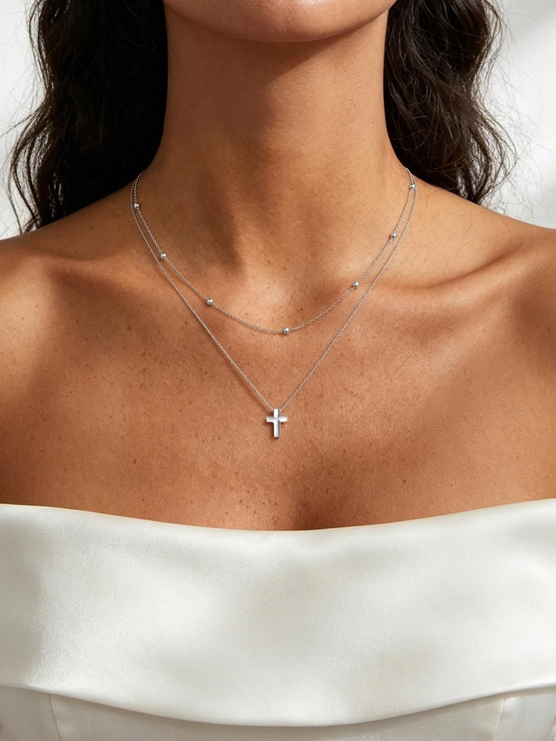 image:imageU7 CZ Cross Necklace for Women1820Silver