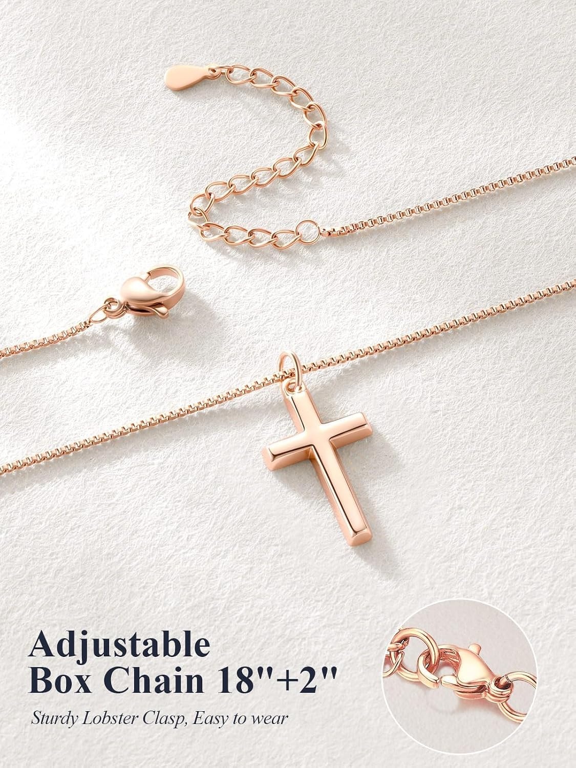 image:imageU7 Cross Necklace for Women 18208Medium CrossRose Gold Plated