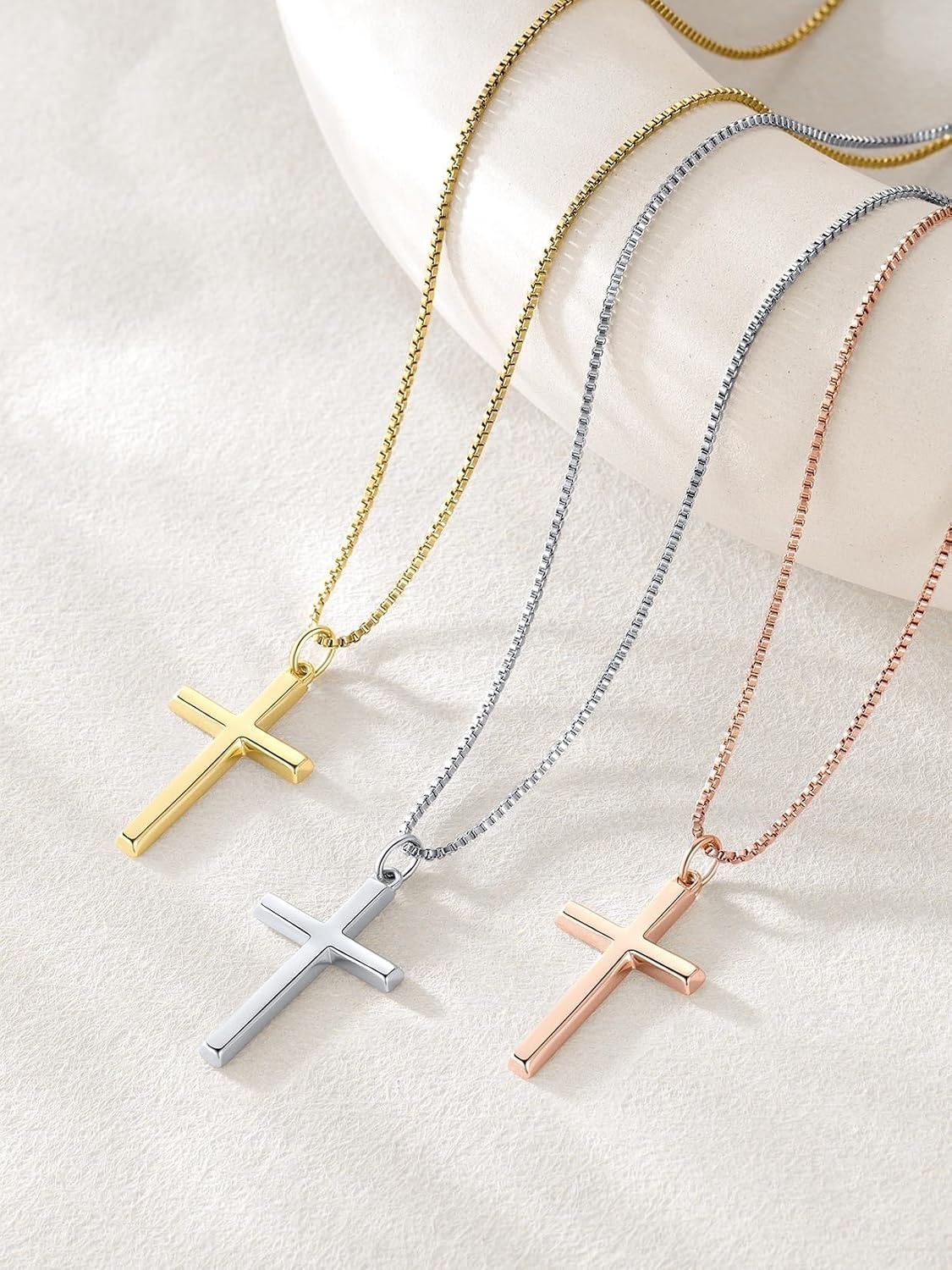 image:imageU7 Cross Necklace for Women 18209Large CrossRose Gold