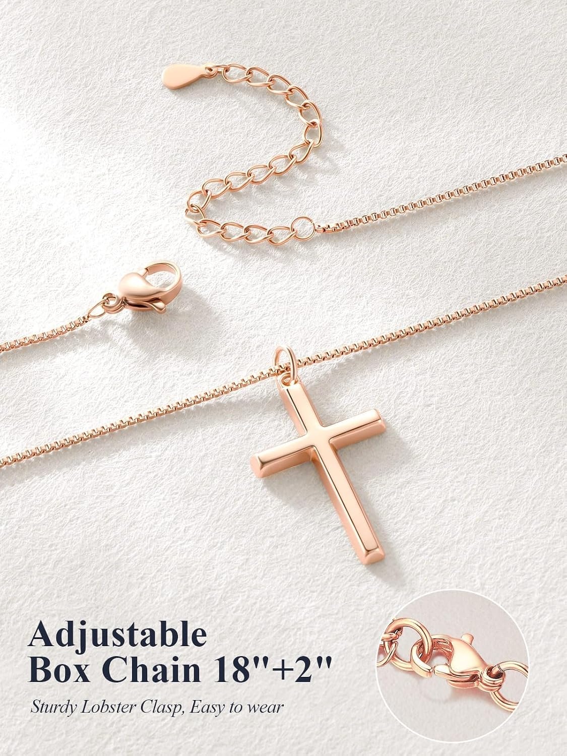image:imageU7 Cross Necklace for Women 18209Large CrossRose Gold