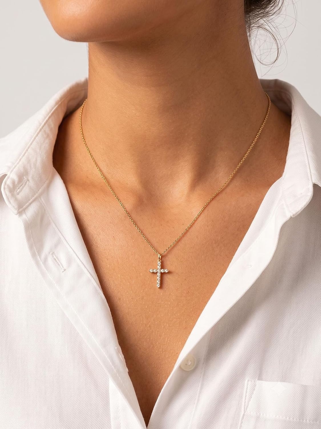 image:imageU7 Cross Necklace for WomenCZ Cross Pendant Necklace 182Gold
