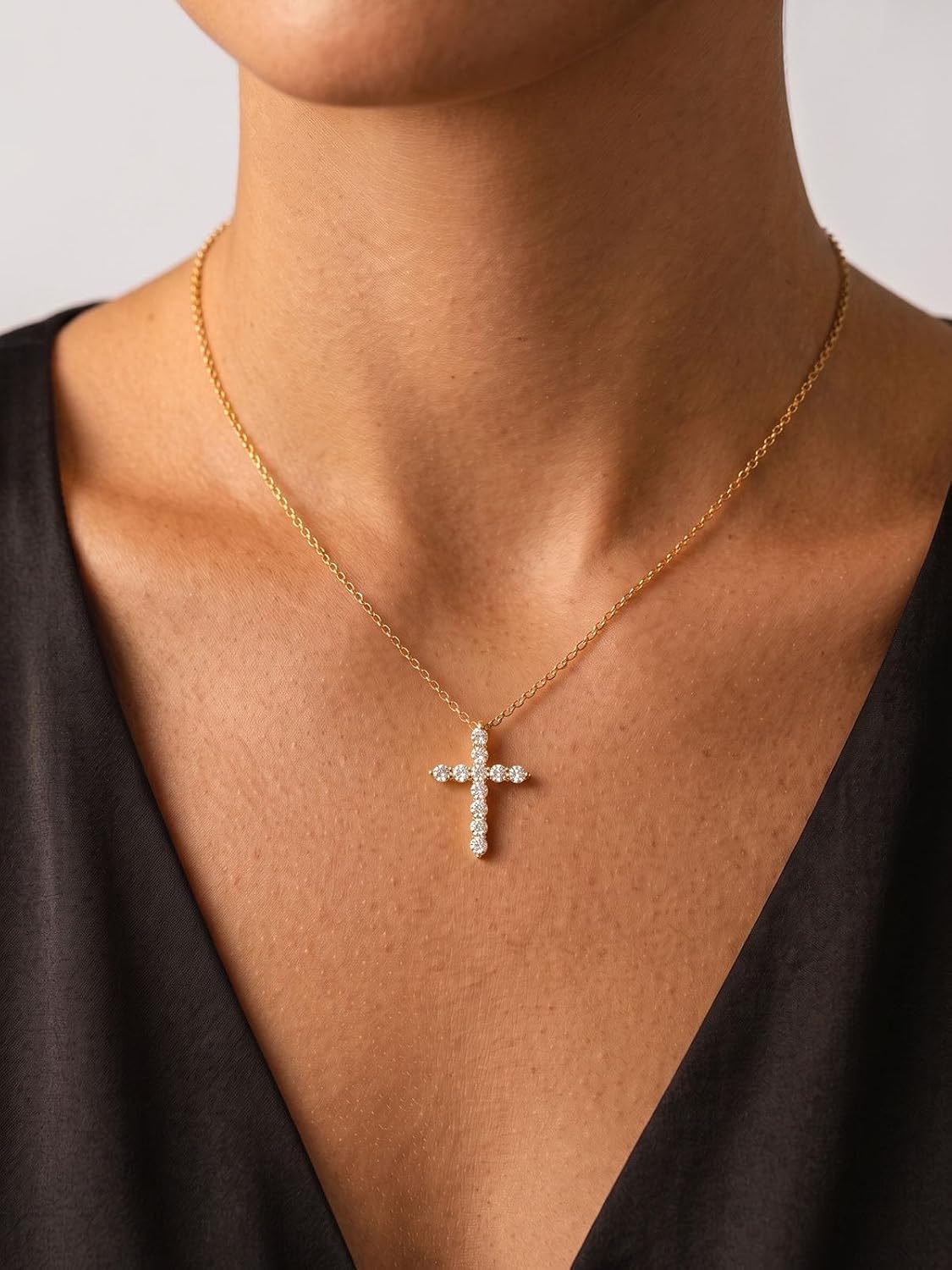 image:imageU7 Cross Necklace for WomenCZ Cross Pendant Necklace 182Gold