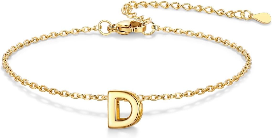 image:imageU7 Initial Heart Bracelet for Women Personalized Letter Chain BraceletsGoldInitial
