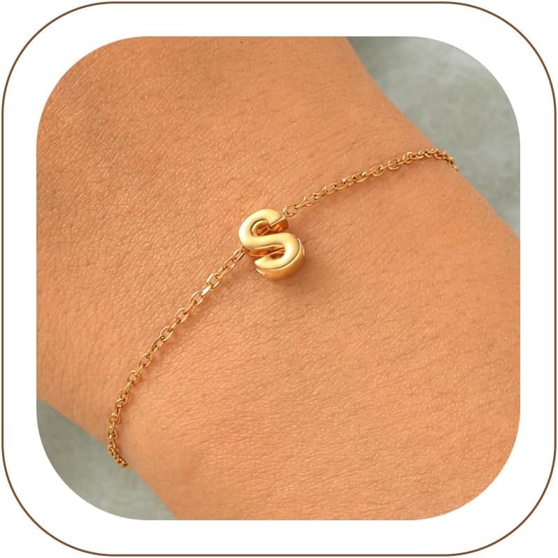 image:imageU7 Initial Heart Bracelet for Women Personalized Letter Chain BraceletsGoldInitial