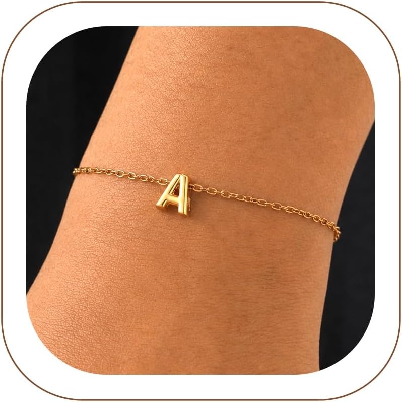 image:imageU7 Initial Heart Bracelet for Women Personalized Letter Chain BraceletsGoldInitial