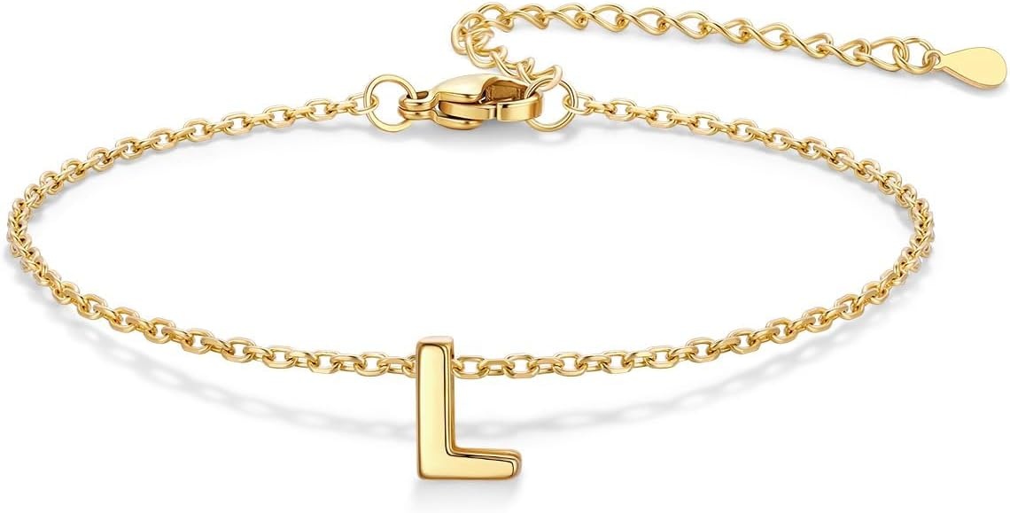 image:imageU7 Initial Heart Bracelet for Women Personalized Letter Chain BraceletsGoldInitial