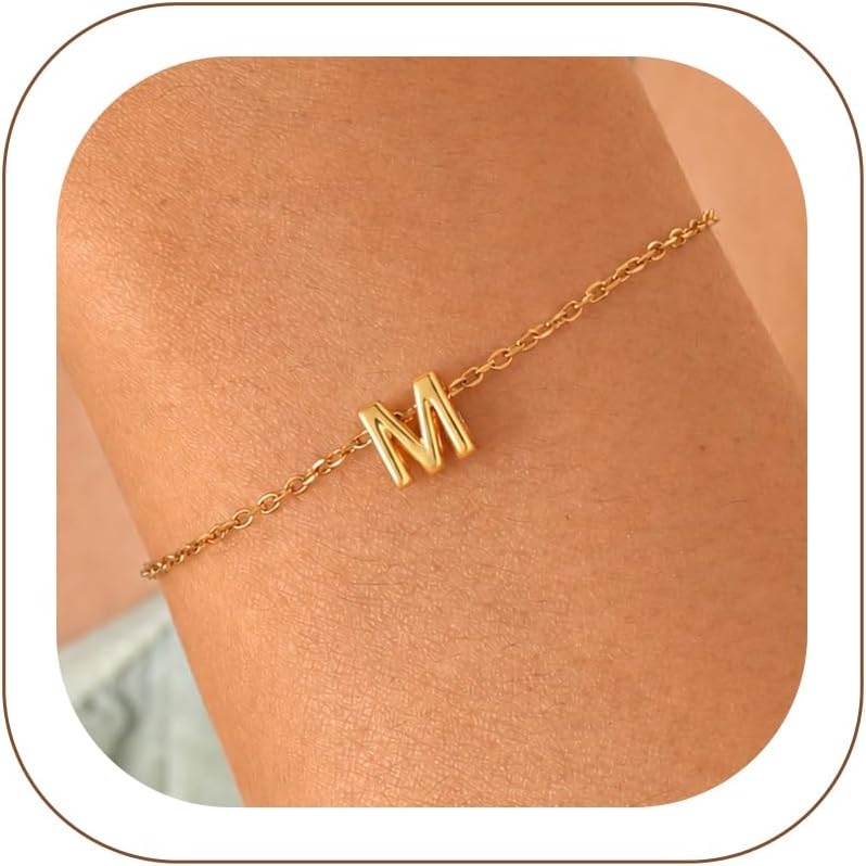 image:imageU7 Initial Heart Bracelet for Women Personalized Letter Chain BraceletsGoldInitial