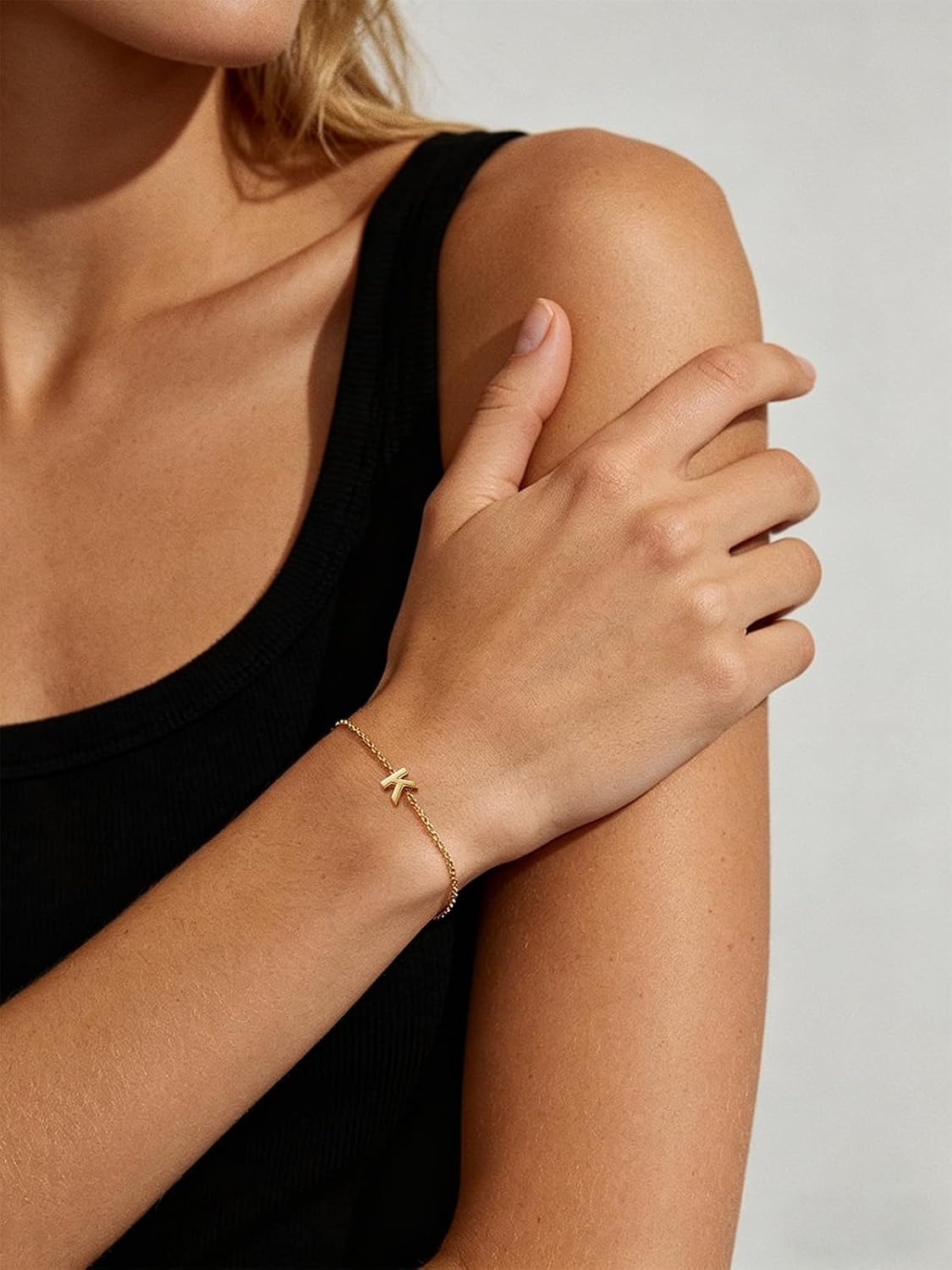 image:imageU7 Initial Heart Bracelet for Women Personalized Letter Chain BraceletsGoldInitial
