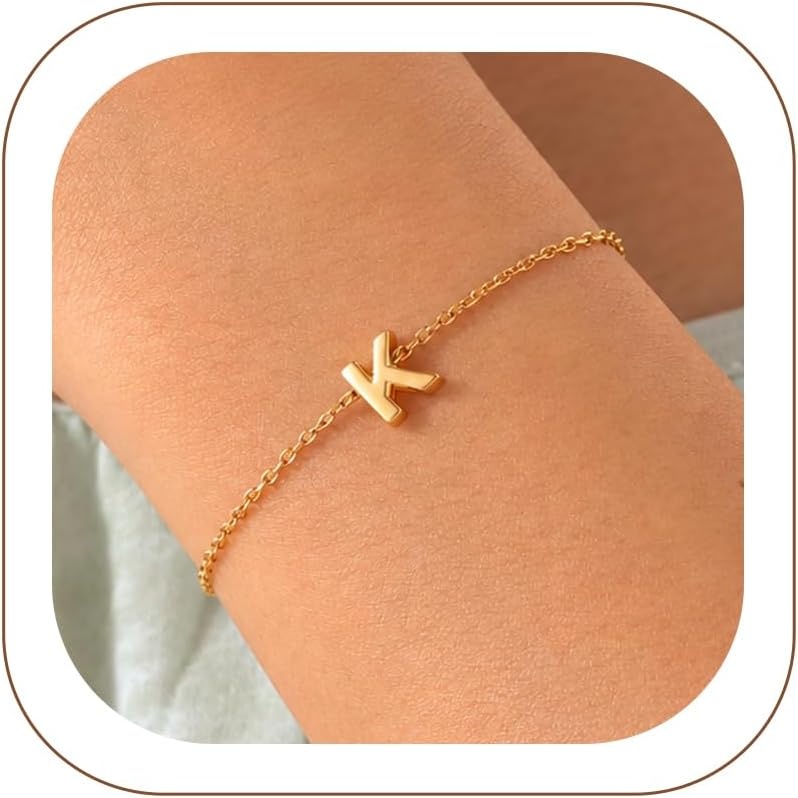 image:imageU7 Initial Heart Bracelet for Women Personalized Letter Chain BraceletsGoldInitial