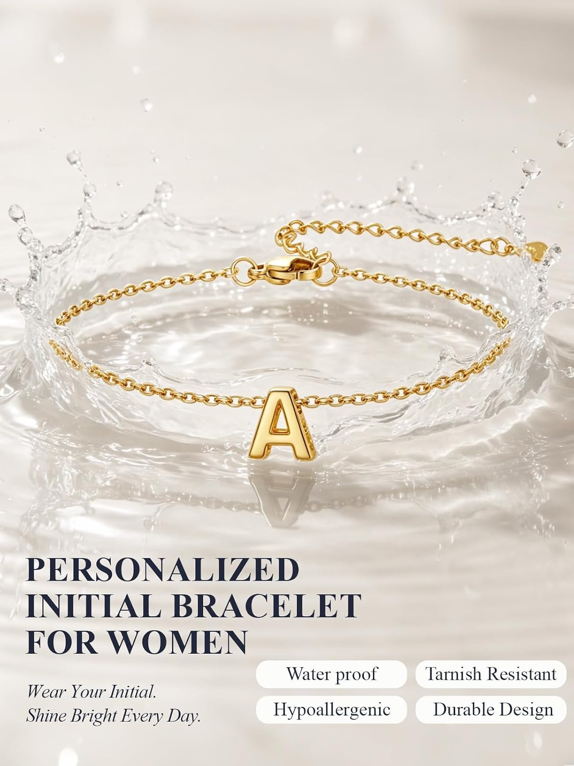 image:imageU7 Initial Heart Bracelet for Women Personalized Letter Chain BraceletsGoldInitial