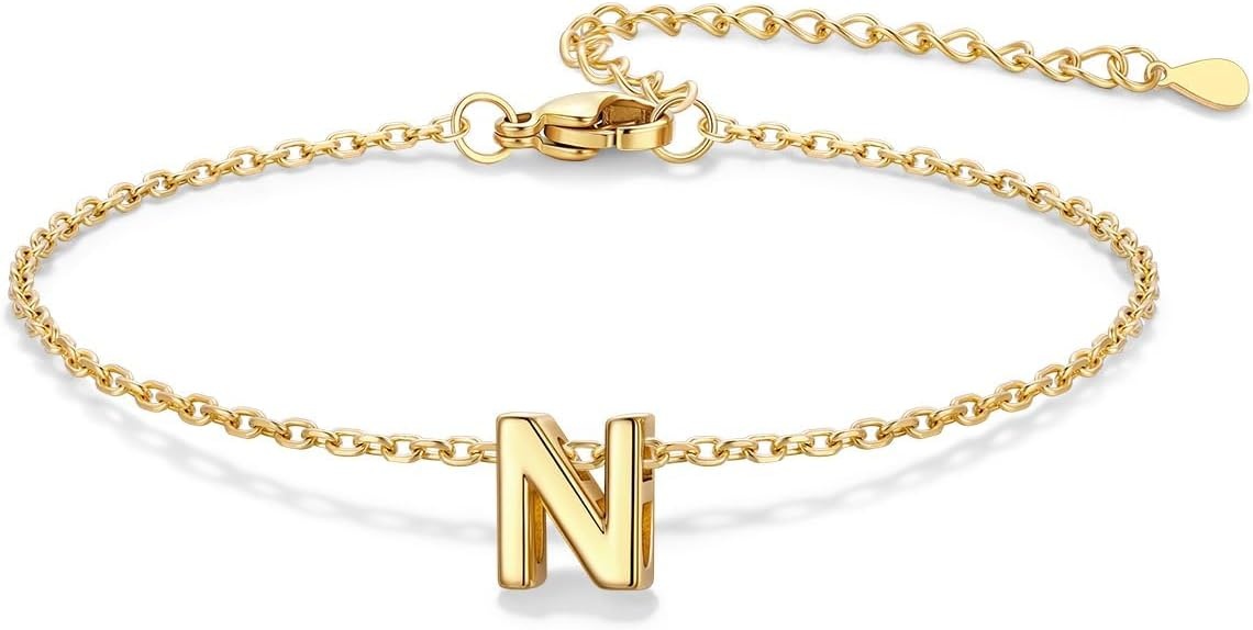 image:imageU7 Initial Heart Bracelet for Women Personalized Letter Chain BraceletsGoldInitial